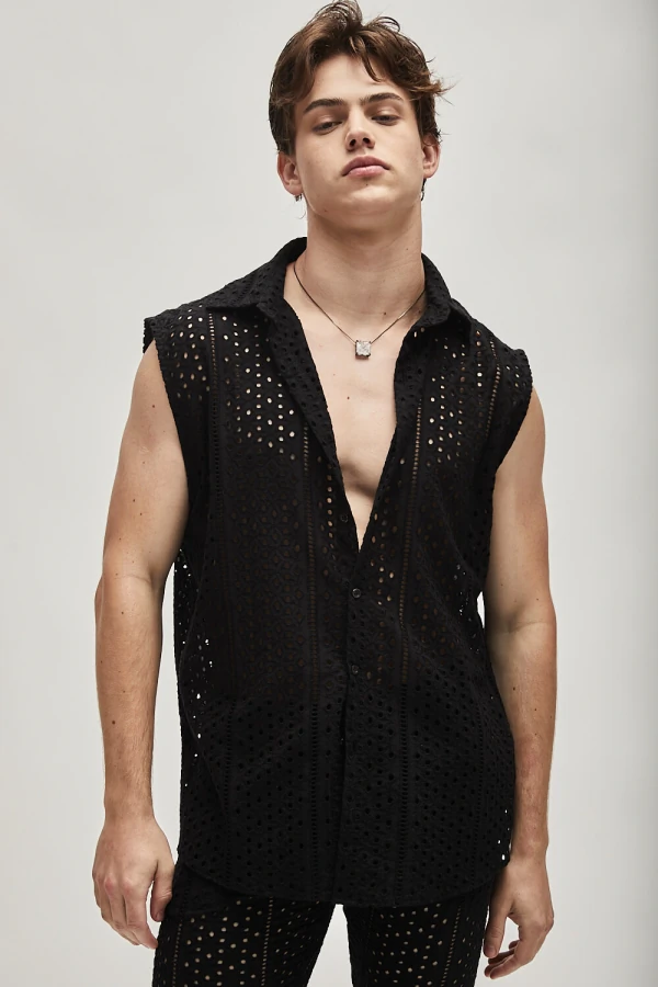 Camisa em Laise Preta