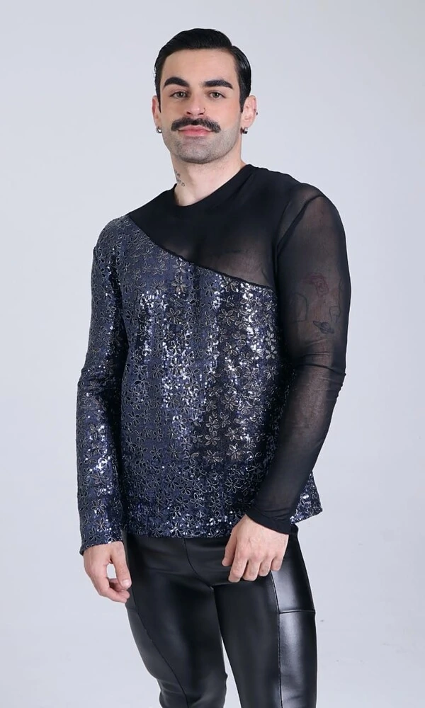 Camiseta Hipnos Transparência e Paetês Azuis