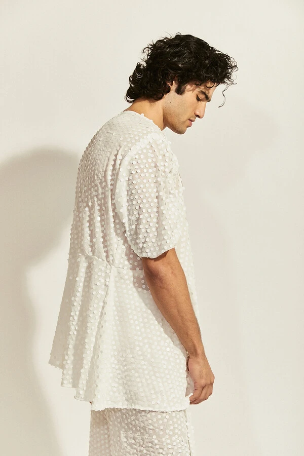 Kimono Espuma Maré em Chiffon com Paetês