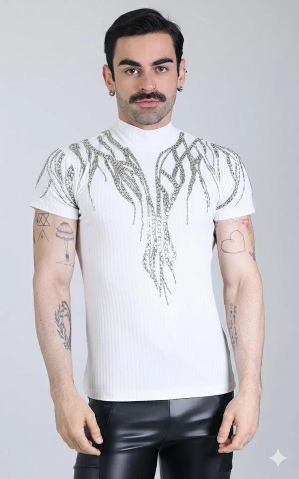Abstract Embroidery T-Shirt