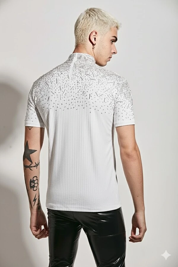 Canelada Bordada em Vidrilhos Degradê