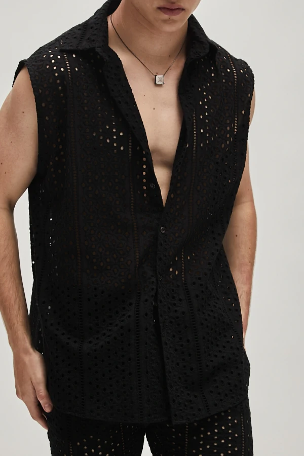 Camisa em Laise Preta