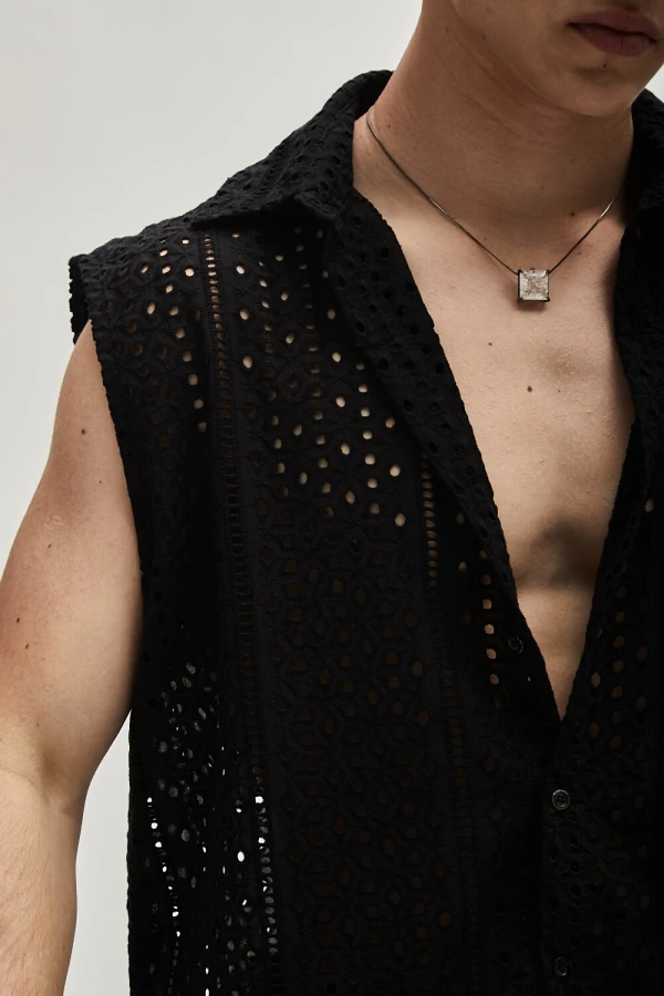 Camisa em Laise Preta