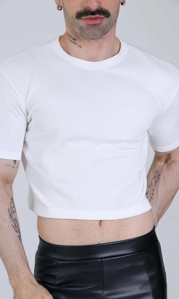 Cropped Manga Curta Canelada