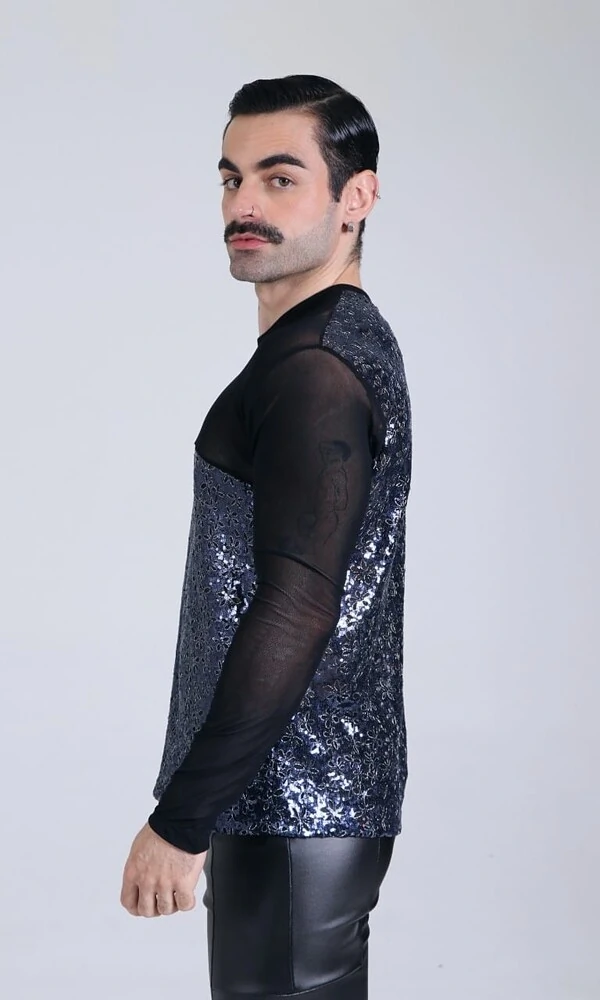 Camiseta Hipnos Transparência e Paetês Azuis