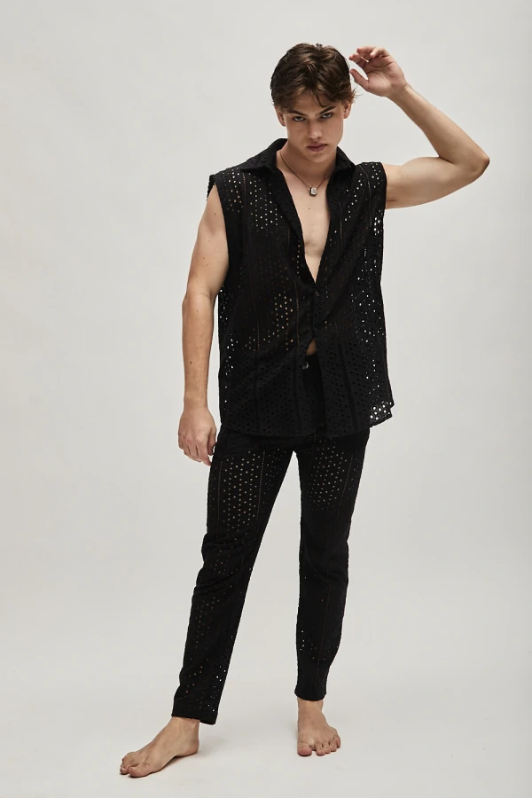 Camisa em Laise Preta