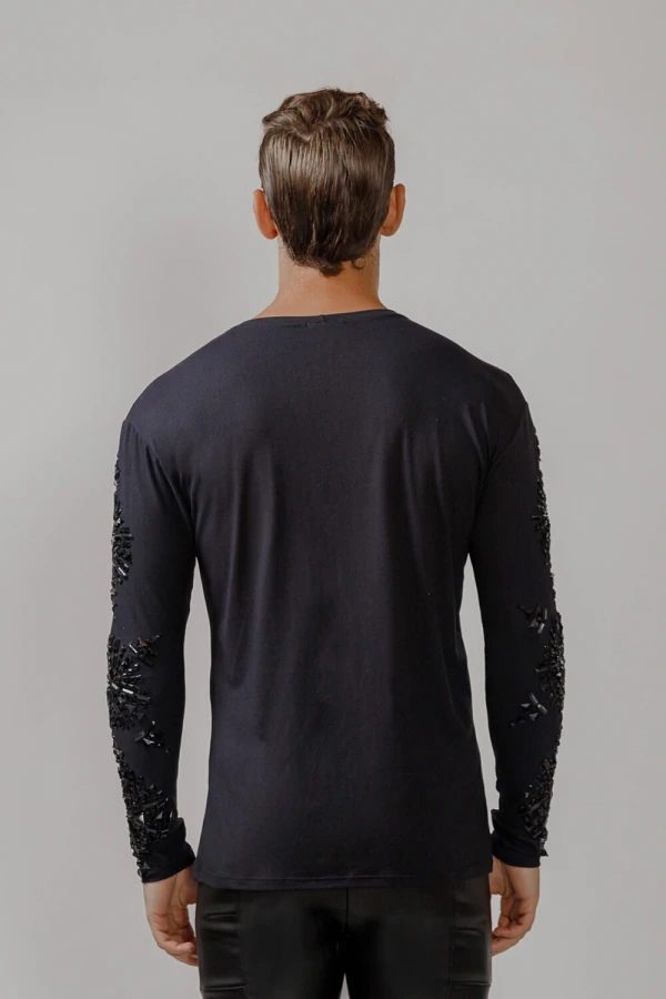 T-Shirt Manga Longa Bordado Camafeu