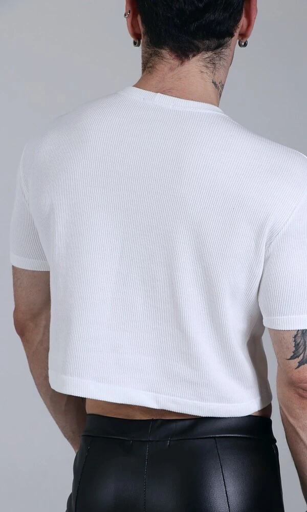 Cropped Manga Curta Canelada