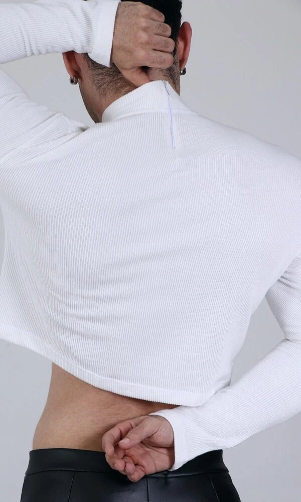 Cropped Básico Canelado Manga Longa