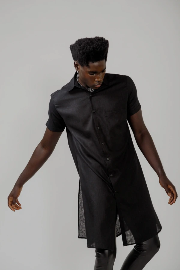 Camisa Long em Linho com Algodão