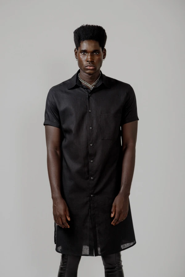 Camisa Long em Linho com Algodão