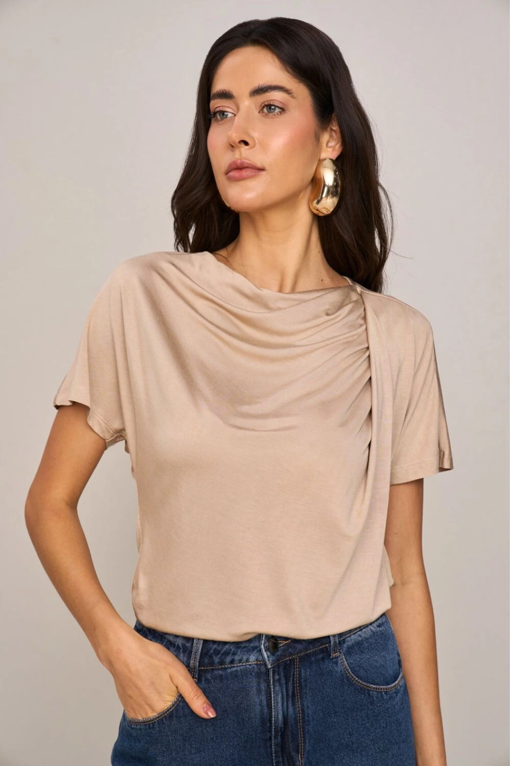 FotoBlusa Ampla Ombros Pregas