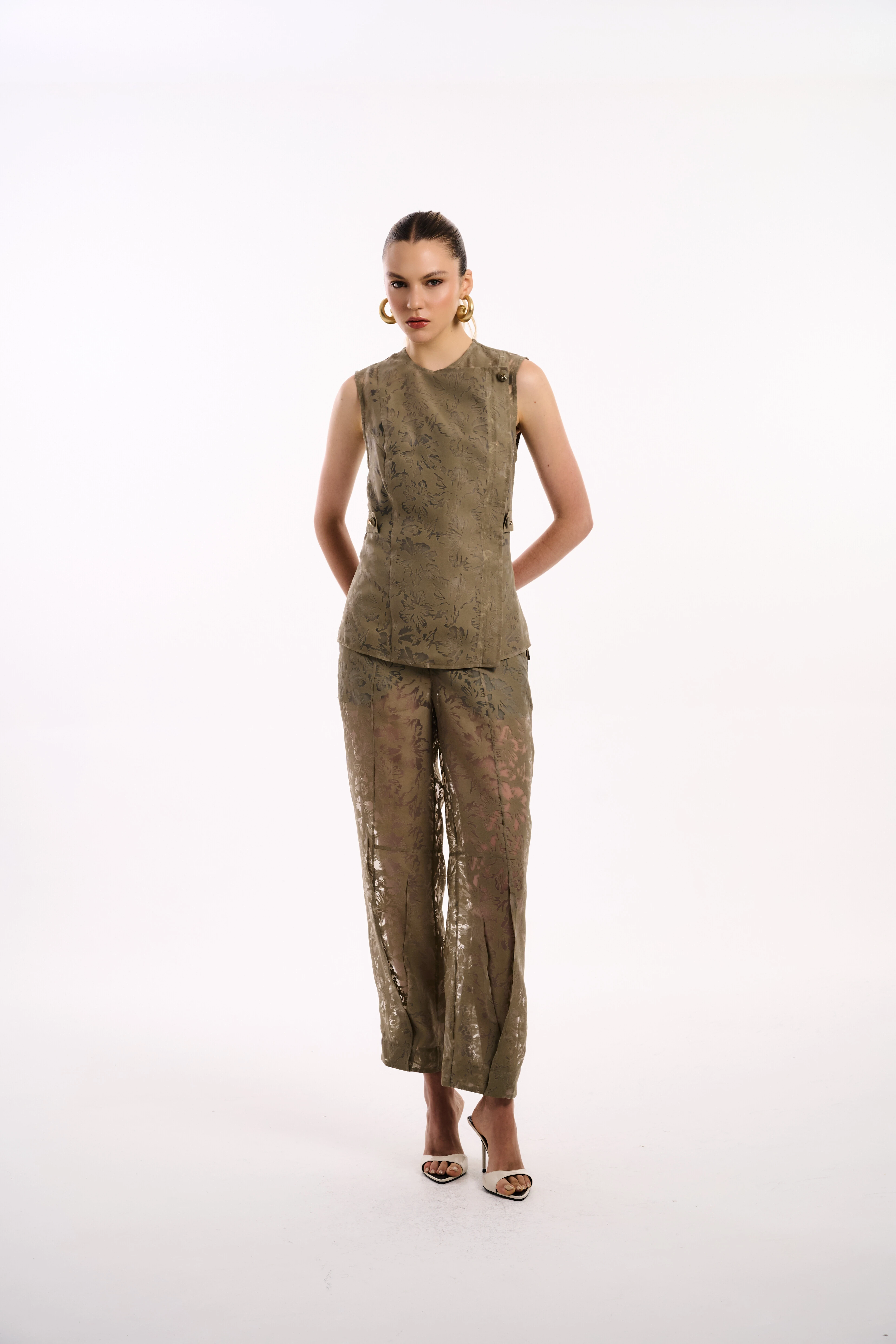 Foto Calça Slouch Organza Devore