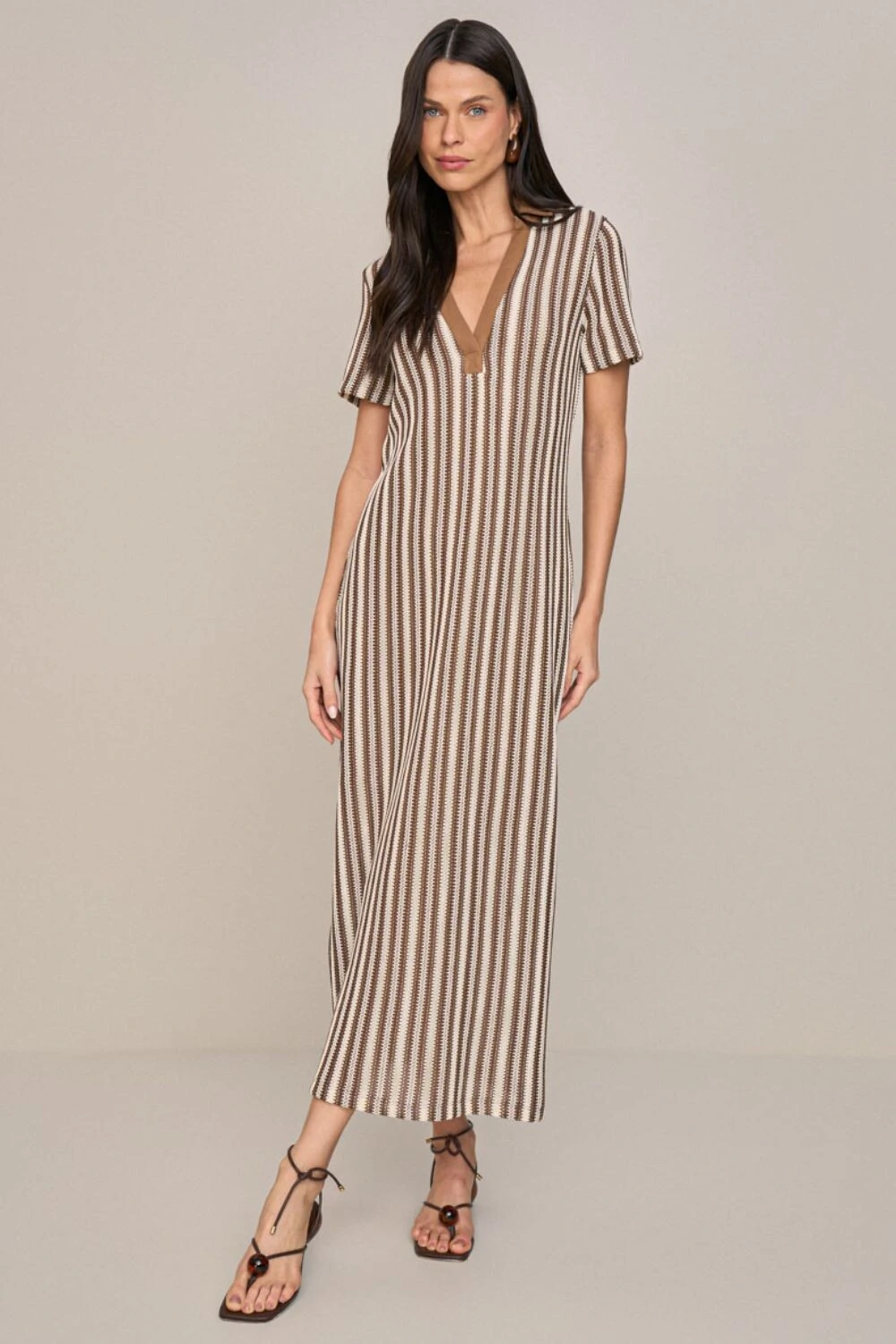 Foto Vestido Long Midi Polo Listrado