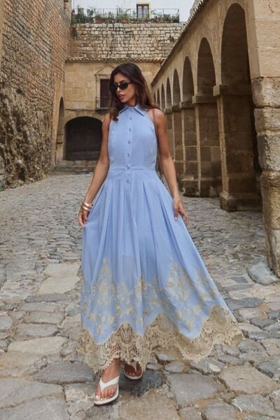 FotoVestido Longuete Barra Bordada