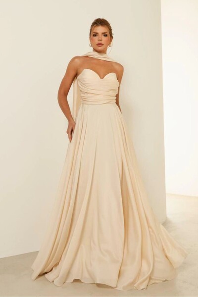 Foto Vestido Longo Voil com Top Drapeado