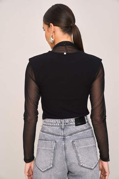 FotoBlusa Manga Longa Tule Lisa