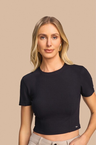 Foto Blusa Manga Curta Cropped