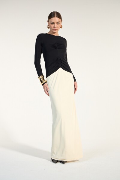 Foto Vestido Bicolor Longo