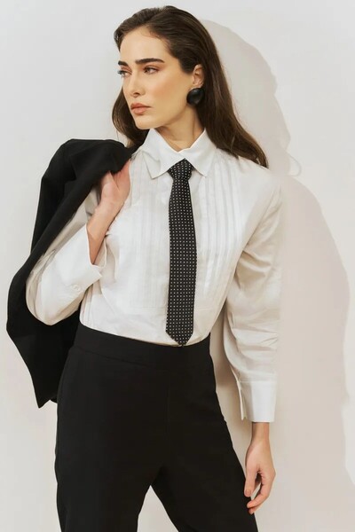 Foto Camisa Tricoline Com Pala de Pregas