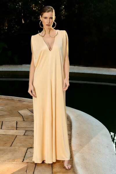 Foto Vestido Longo Ombros Franzidos