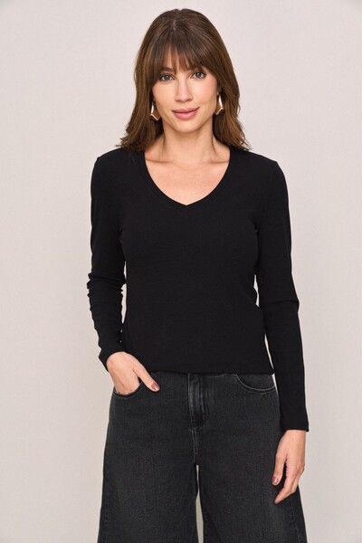 FotoBlusa Manga Longa Decote V