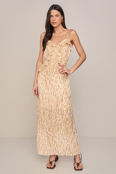 Foto Vestido Long Midi Detalhe Babado