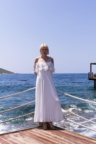 Foto Vestido Plissado com Babados