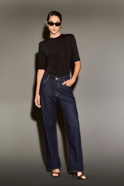 Foto Calça Jeans Bolso Couro