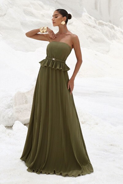 Foto Vestido Plissado Com Faixa Strass