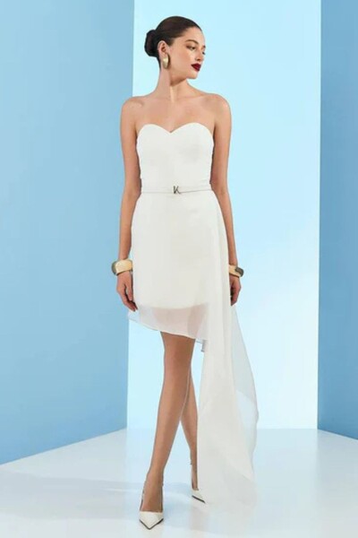 Foto Vestido Curto Top Recorte Saia Sobreposição Transparente