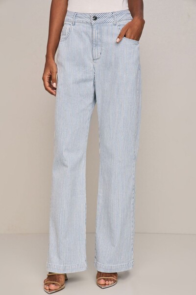 Foto Calça Wide Leg Listrada
