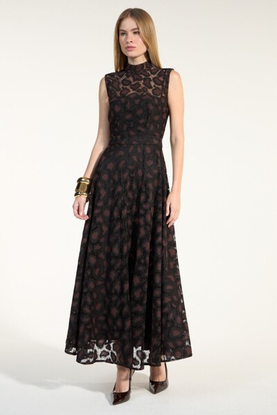 Foto Vestido Gode Renda Leopardo