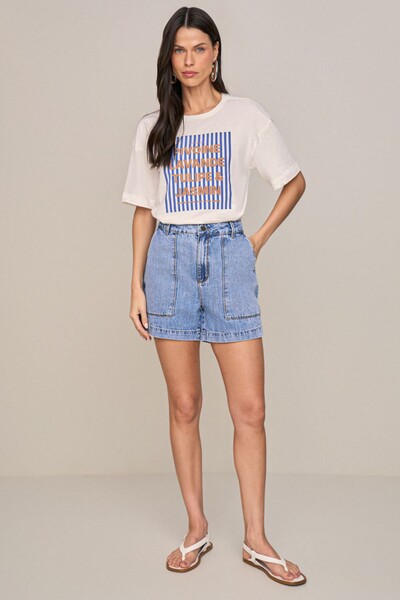 Foto Blusa Manga Curta Estampada