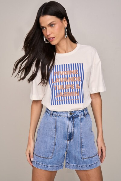 Foto Blusa Manga Curta Estampada