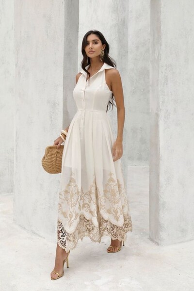 FotoVestido Longuete Barra Bordada