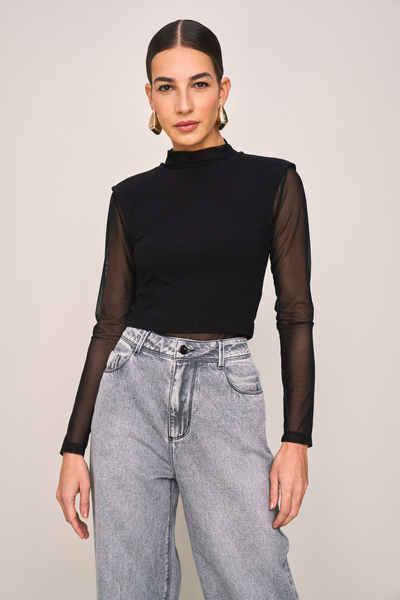 Foto Blusa Manga Longa Tule Lisa