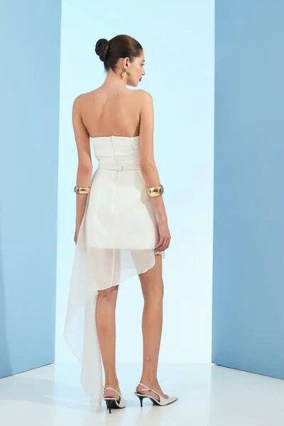 FotoVestido Curto Top Recorte Saia Sobreposição Transparente