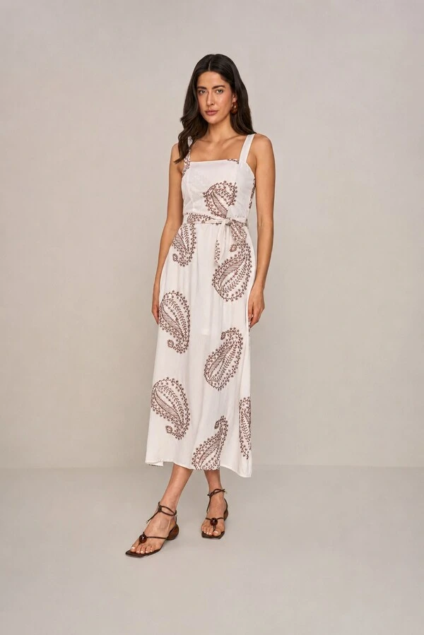 Vestido Long Midi Detalhe Faixa