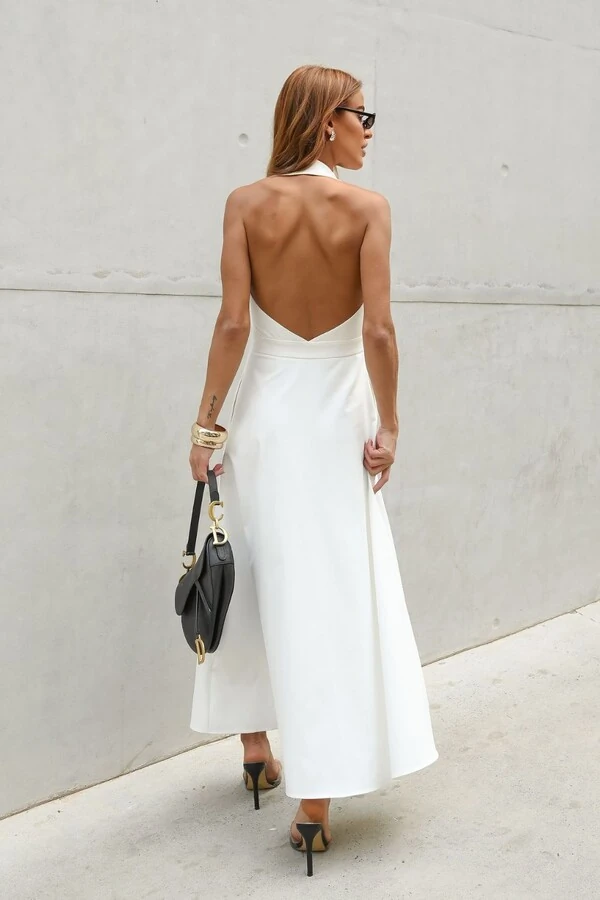 Vestido Longuete Botões Com Gola Frente Única