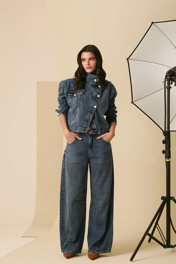 Jaqueta Jeans Transpassada