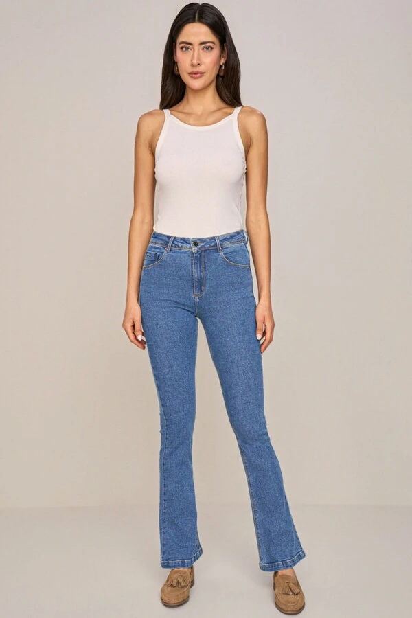 Calça Skinny Flare cintura Alta