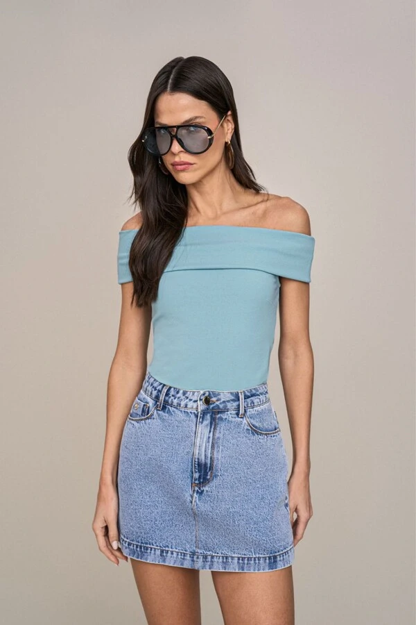 Blusa Ombro a Ombro Casual