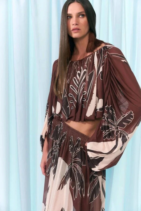 Blusa Tule Manga Farta