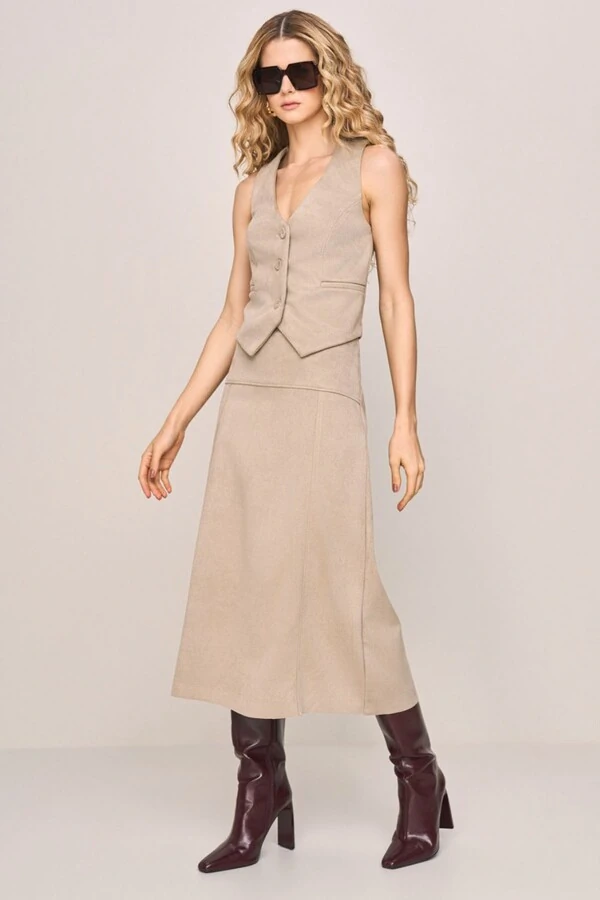 Saia Long Midi Recortes