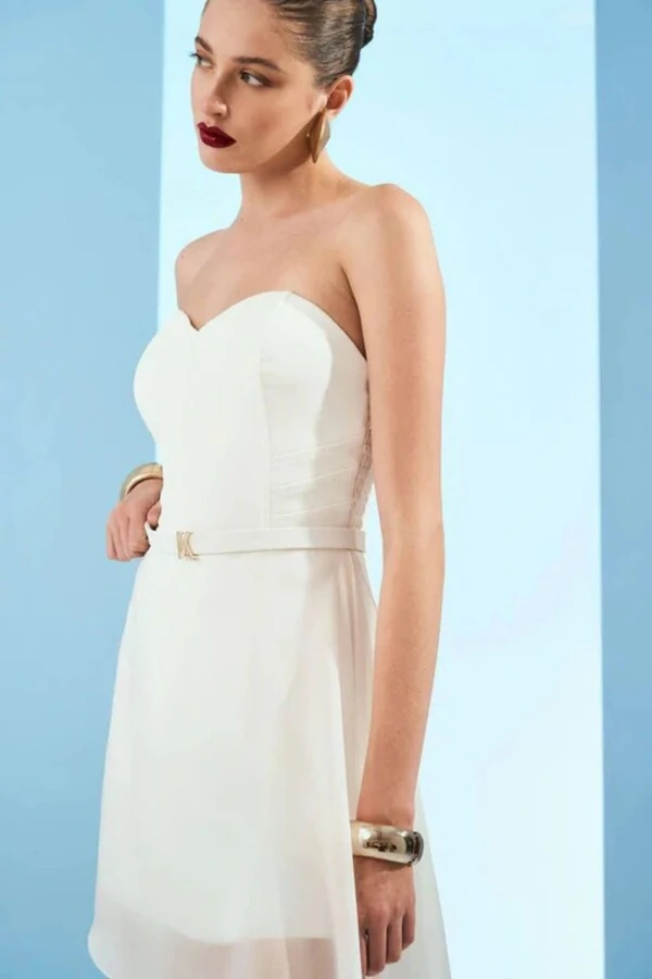 Vestido Curto Top Recorte Saia Sobreposição Transparente