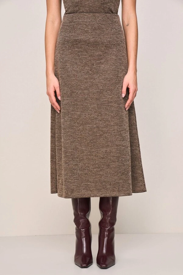 Saia Long Midi Relax Pied de Poule