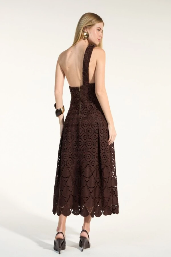 Vestido Midi Renda Gotas