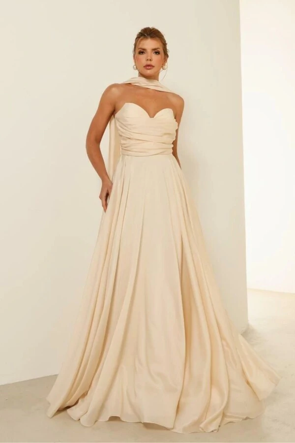 Vestido Longo Voil com Top Drapeado