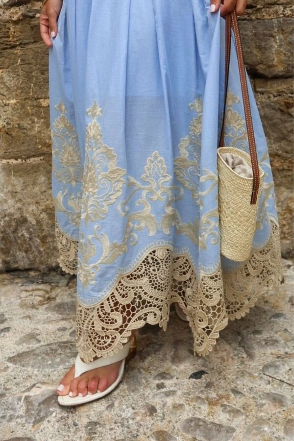 Vestido Longuete Barra Bordada